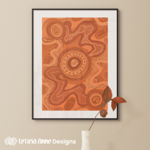 Mother journey artwork, First Nations Design, mock up display, Aboriginal